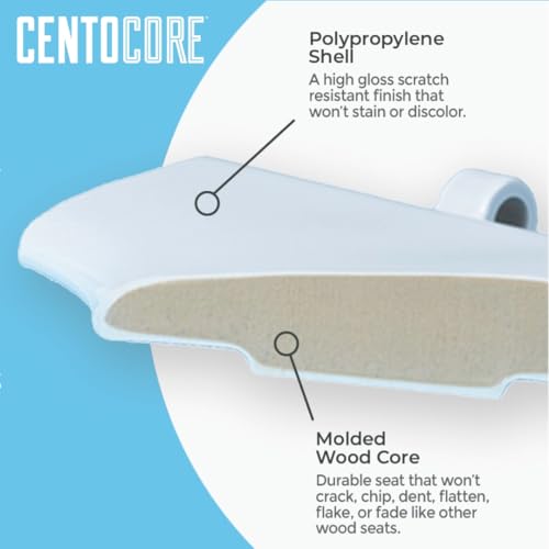 Centoco Wooden Toilet Seat Elongated, Closed Front with Cover, Residential, Made in the USA, DSAZAM900-001, White