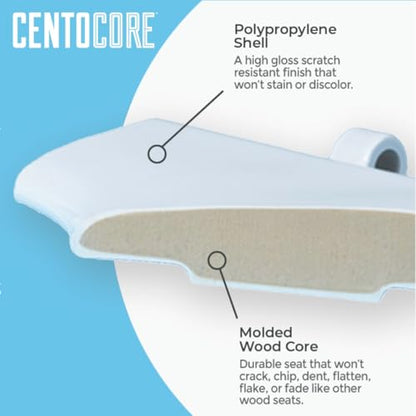 Centoco Wooden Toilet Seat Elongated, Closed Front with Cover, Residential, Made in the USA, DSAZAM900-001, White