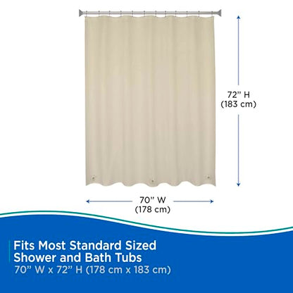 Kenney KN61436 Lightweight 3 Gauge Waterproof PEVA Shower Curtain Liner with Durable Eyelet Hang Holes and Weighted Magnetic Hem for Bathroom, 70" W x 72" H, Taupe, 1-Pack - color: Taupe, size: 70"W x 72"L (Pack of 1)