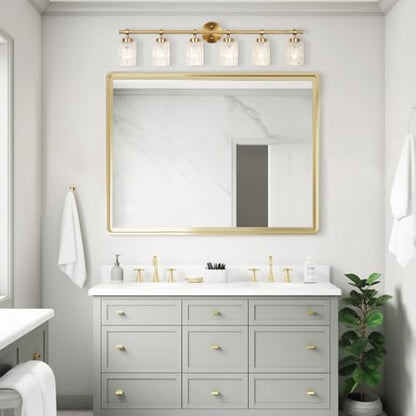 ALICE HOUSE Modern 6-Light Bathroom Vanity Light, 41” Brushed Brass Finish Wall Lighting Fixture Over Mirror for Bathroom, Powder Room, Makeup AL5095-W6 - size: 6 Light