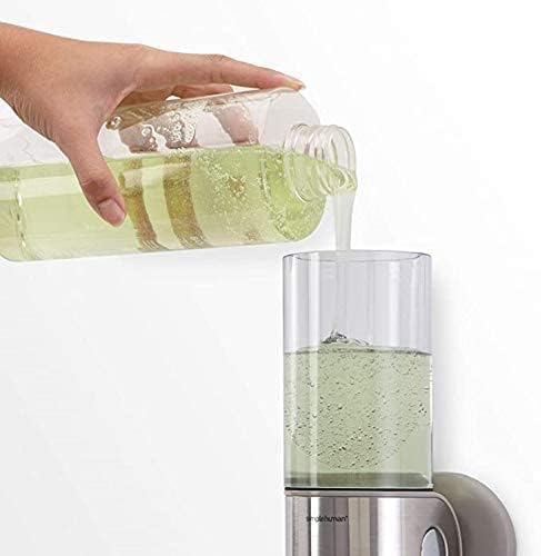 Manual Pressing Head Wall Mounted Soap Dispenser Shower Liquid Shampoo & Soap Dispenser with Translucent Container (500ml-Silver)