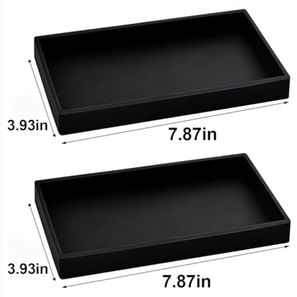 2PCS 7.87” L x 3.93” W Silicone Soap Dispenser Trays, countertop Tray for Kitchen Counter, Toilet, Small Black Tray for Scrubber, Lotion Bottles, Perfume, Jewelry, Candle, Key Trinket Ring-Black - color: Black （2pcs Small 7.87”）