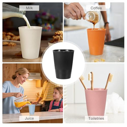 uxcell 4 Pcs Simple Toothbrush Cup, 3.3 x 3.3 x 4.2 Dishwasher Safe Bathroom Tumbler Reusable Plastic Cup Set for Storing Toothpaste Combs, Black - color: Black