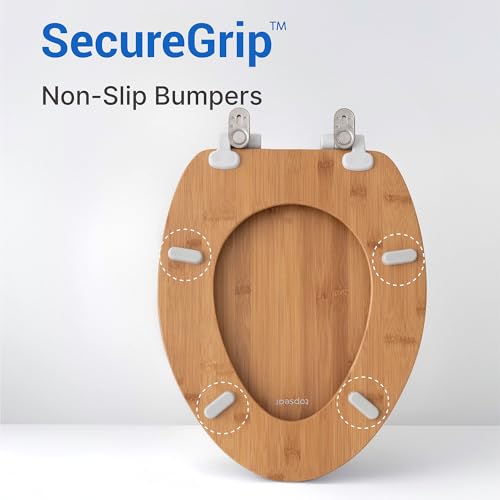 Bamboo Toilet Seat Elongated, Soft Close | Magnetic Quick-Release for Easy Cleaning, Arch-Tite Never Loosens, Adjustable Fit - size: Elongated