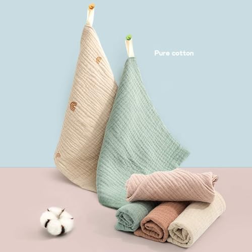 Nisstiiv Baby Washcloths Muslin Cotton Face Towels, Burp Cloth, Saliva Towel, Handkerchief for Newborns Infants, 5 Pack, GGBHN09