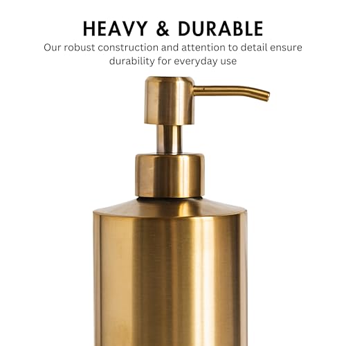 Brass Round Stainless Steel Soap Dispenser, 15 oz - color: Brass