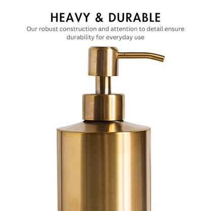 Brass Round Stainless Steel Soap Dispenser, 15 oz - color: Brass