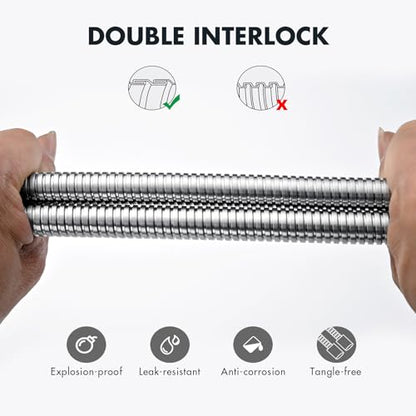 118-Inch Shower Hose, Kink-Free Stainless Steel Shower Hose – Electroplated Handheld Hose Attachment with Stainless Steel Insert & Nut for Pet Bathing and Cleaning (Brushed Nickel) - color: Brushed Nickel, size: 118 Inch