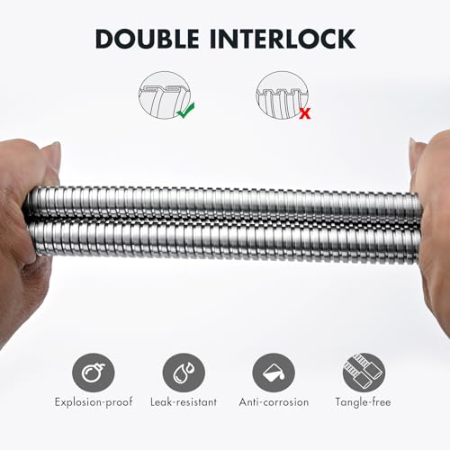 70-Inch Shower Hose, Kink-Free Stainless Steel Shower Hose – Electroplated Handheld Hose Attachment with Stainless Steel Insert & Nut for Pet Bathing and Cleaning (Brushed Nickel) - color: Brushed Nickel, size: 70 Inch
