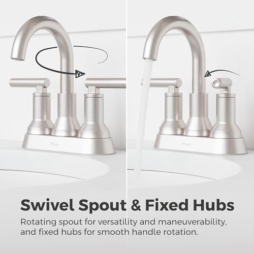 Pfister Capistrano 3-Hole Centerset Bathroom Sink Faucet Nickel LF048CSOGS | Push & Seal drain included, Spot Defense finish, 4 in centerset vanity faucet , EPA WaterSense compliant, NSF lead-free - color: Spot Defense Brushed Nickel, size: 1 Pack