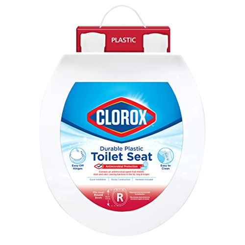Clorox Round Beveled Plastic Toilet Seat with Easy-Off Hinges – Wiggle-Free Design - style: Round Plastic