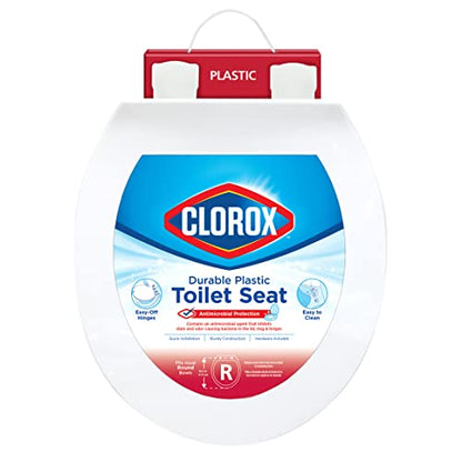 Clorox Round Beveled Plastic Toilet Seat with Easy-Off Hinges – Wiggle-Free Design - style: Round Plastic
