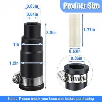 Dishwasher Drain Hose Adapter Compatible with Insinkerator Disposals,1 Set | Universal Tapered Design, Fits Multiple Hose Sizes, Durable Rubber Connector, Includes Clamps, Disposal Ready
