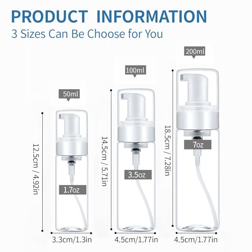 Foam Pump Bottle 1.7oz 2pcs Foaming Soap Dispenser 60ml Foaming Spray Bottle Travel Foam Pump Bottle Empty Travel Foam Bottle Clear Foam Dispenser for Hand Soap Toiletries Shampoo Lotion - size: 60 mL (2-Pack)