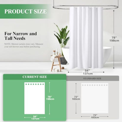 Stall Waffle Shower Curtain 256 GSM Heavy Fabric 54x78 White | 54 x 78 Inch Long, Thick Cloth, Weighted Hem, Water Repellent, Hotel Luxury Polyester Shower Curtains for Bathroom 10 Hooks - color: A. White, size: 54"W x 78"L (Pack of 1)