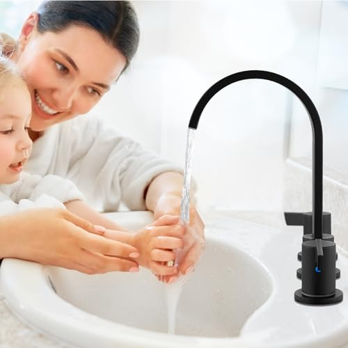 Midanya 8 Inch Widespread Bathroom Sink Faucet 3 Hole,Matte Black | Waterfall Swivel Spout,2 Handle,SUS304,with Pop Up Drain,cUPC 24" Water Hose,for 6-16” hole distance vanity,RV,Farmhouse Sink - color: Black