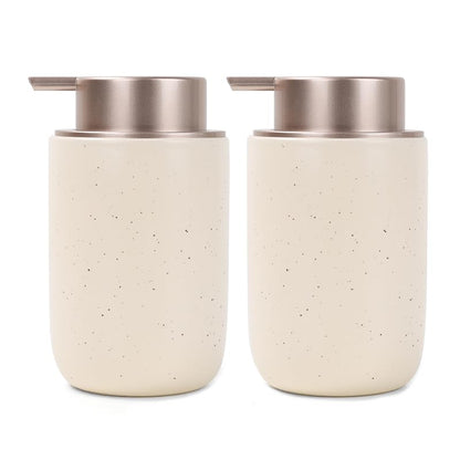 BosilunLife Foaming Soap Dispenser Set-Apricot Ceramic Foam Soap Dispenser | 12oz with Rust Proof Pump, Easy Pressing & Refillable,4Pcs Clear Stickers for Kitchen, Bathroom - 2 Pack - color: Apricot-foam Pump