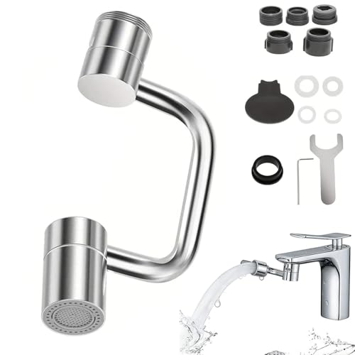 1440° Swivel Faucet Extender Rotatable Faucet Aerator Extension Sink Aerator with 2 Modes splash Guard Multi Functional Universal Mechanical Arm for Bathroom Kitchen Skin Face Eye Wash