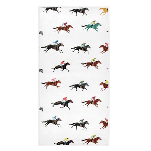 Naanle Horse Racing Painting Soft Highly Absorbent Guest Large Home Hand Towel Decor for Kitchen, Bathroom, Hotel, Gym and Spa (16 x 30 Inches) - color: Racing Horse