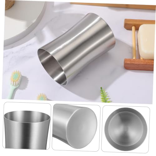 Healifty Portable Stainless Steel Mouthwash Cup with Waist Design Smooth Polished Surface Lightweight Travel Toothbrush Holder and Water Rinse Cup for Bathroom and Camping Use