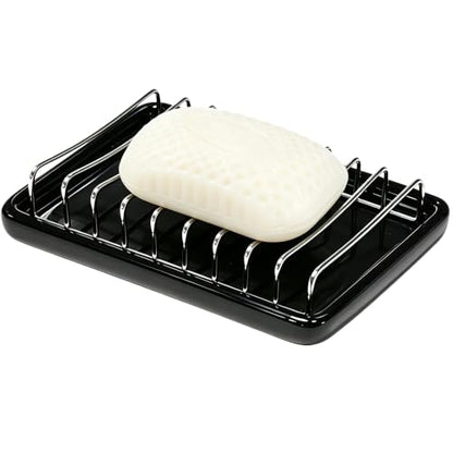 Soap Dish Drain Tray Self Draining Soap Holder Sponge Holder Soap Dishes for Shower, Bathroom, Kitchen Sink (1, C-Black) - color: C-black
