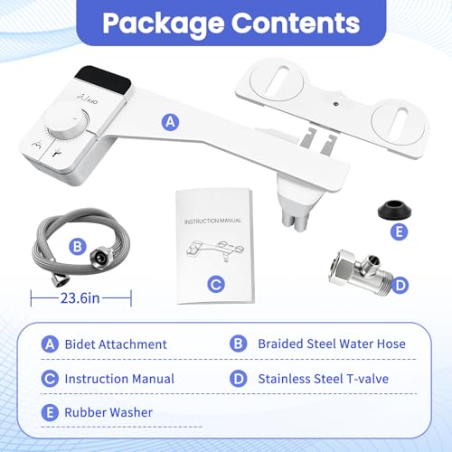 Ultra-Slim Bidet Attachment,Fresh Water Sprayer Non-Electric Toilet Bidet Attachment,Self-Cleaning Dual Nozzles with Adjustable Water Pressure for Rear & Female Washing - color: A1-Bidet Attachment