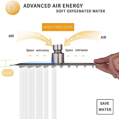 Square 6 Inch Stainless Steel Shower Head High Pressure Rainall Shower Head Brushed Nickel Ultra Thin Design-Best Pressure Boosting - color: Brushed Nickel, size: Square