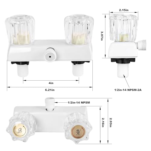 RV Shower Faucet with Shower head and Hose - Non-Metallic RV Shower Kit, On/Off Valve & Diverter, Handheld Shower Replacement for RV,5thWheels,Motorhomes,Travel Trailers,Campers（White） - color: White
