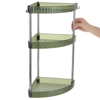 Triangle Corner Bathroom Shelf with 3-Tier Storage, Moisture Resistant Pet and Stainless Steel Material, User-Friendly Assembly, Minimalist Design for Bathroom and Washroom