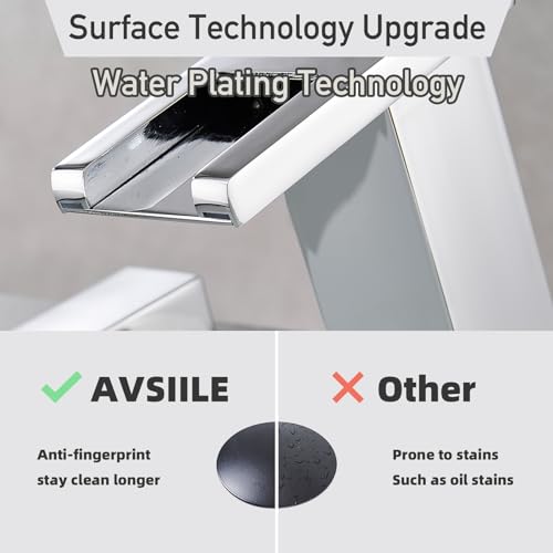 LED Bathroom Faucet 3 Hole, Chrome Waterfall Bathroom Faucets, 8 Inch Widespread Modern Bathroom Sink Faucet & Parts, Wide Spread Touch On Three Hole 2 Handle 3 Piece Bathroom Vanity Faucet - color: Chrome