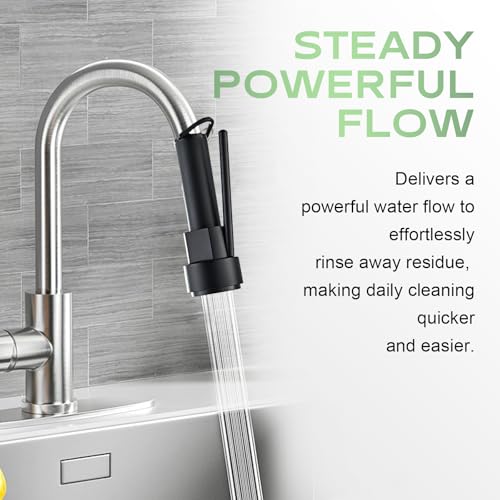 Pull Down Kitchen Faucet Replacement Head, 3-Mode Spray Head with Stream/Spray/Pause, High Pressure Anti-Clog Nozzle, Easy Installation, Universal Fit for Most Kitchen Faucets Matte Black - color: Industrial Spray Head - Matte Black