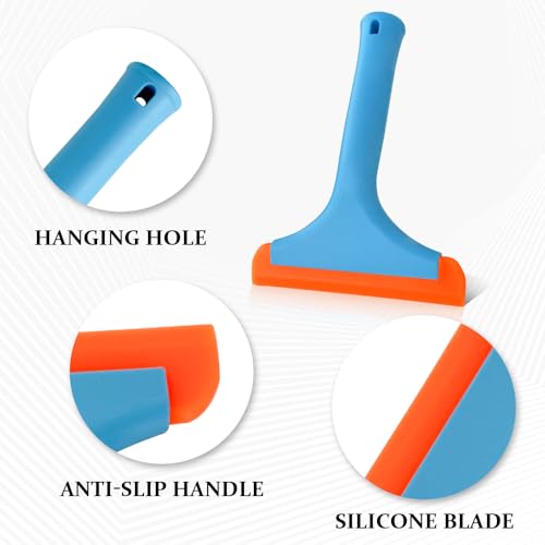 Small Silicone Window Squeegee, Small Squeegee, Silicone Squeegee Window Tint Tool Auto Water Blade, Car Shower Squeegees for Car Windshield, Glass, and Smooth Surfaces (Blue, 2PCS) - color: Blue, size: 2PCS