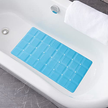 Webos Foldable Non Slip Silicon Bath Mat Bathtub mat Shower mats no Suction Cups for Textured Tub and Reglazed Tub(Foldable-Blue, 28-inch x 14-inch) - color: Foldable-blue