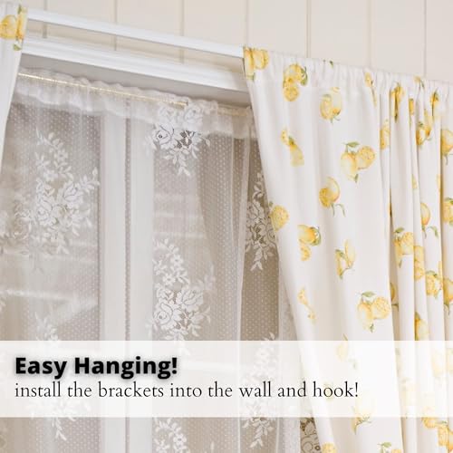 Yafa Home Fashion Heavy Duty Single Standard Adjustable Curtain Rod Hardware Included(White, 66"-128") - color: White, size: 66" - 128"
