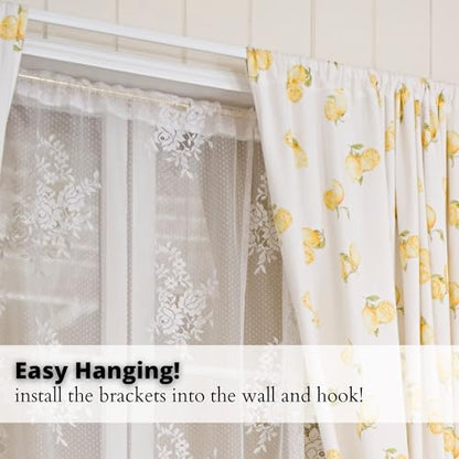 Yafa Home Fashion Heavy Duty Single Standard Adjustable Curtain Rod Hardware Included(White, 66"-128") - color: White, size: 66" - 128"