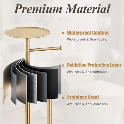 SHUNLI Toilet Paper Holder Stand - Modern Freestanding Toilet Paper Roll Holder with Storage Reserve, Toilet Tissue Paper Roll for Bathroom, SUS304 Stainless Steel (Brushed Gold) - color: Brushed Gold