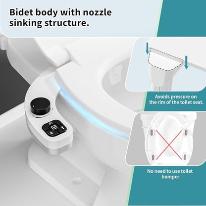 PIKETS Bidet Attachment for Toilet, Dual Nozzle (Frontal and Rear Wash) Non-Electric Fresh Water Bidet Toilet Seat Attachment with Nozzle Self Cleaning, Adjustable Water Pressure (Black) - color: Black