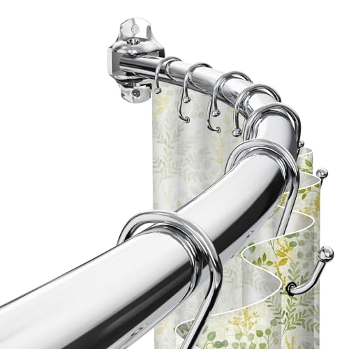 Curved Shower Curtain Rod, Rust Resistant, Adjustable Length 42-73 inches for Shower, Bathroom, Hole Punch Required-Polished Chrome - color: Polished Chrome