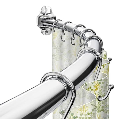 Curved Shower Curtain Rod, Rust Resistant, Adjustable Length 42-73 inches for Shower, Bathroom, Hole Punch Required-Polished Chrome - color: Polished Chrome