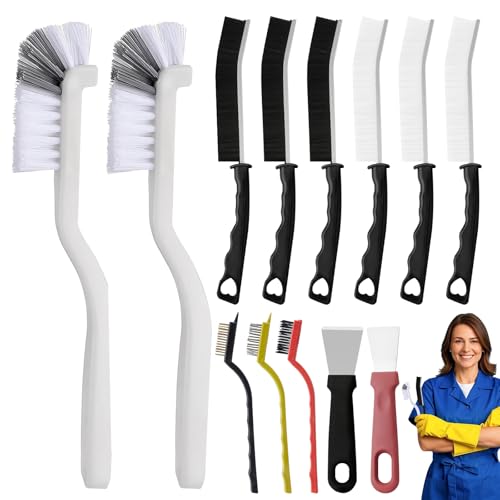 Crevice Cleaning Brush,13 Pcs Scrub Brushes for Cleaning Hard Bristle Cleaning Brushes for Household Use, CleaningSupplies for Kitchen, Bathroom, Corner, Sink, Cup, Bottle