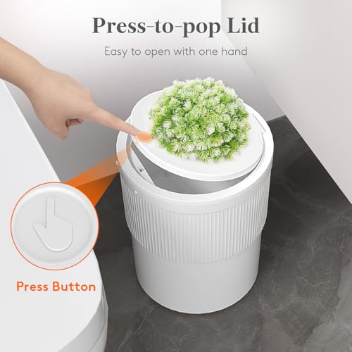 Lifewit 2.6 gal Dog Proof Trash Can with Pop-Up Lid | Small Hidden Garbage Can with Decorative Faux Plant, Plastic Waste Basket for Bedroom, Office, Living Room, Kitchen, Bathroom