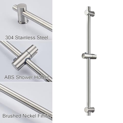 31.5 Inch Shower Slide Bar Wall Mount – Brushed Nickel Shower Sliding Bar with Adjustable Shower Head Holder – Detachable Shower Head Slide Bar for Bathroom