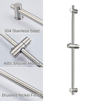 31.5 Inch Shower Slide Bar Wall Mount – Brushed Nickel Shower Sliding Bar with Adjustable Shower Head Holder – Detachable Shower Head Slide Bar for Bathroom