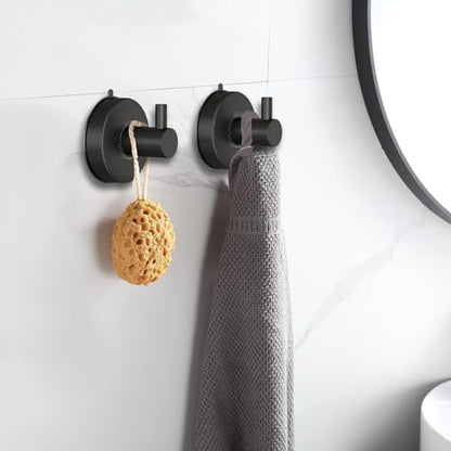 DGYB Suction Cup Hooks for Shower Black Bathroom Hooks Suction Set of 2 Removable Wall Hook for Hanging Towels, Robe, Loofah, Coats - color: BLACK 2