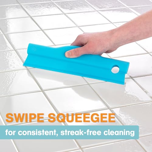 Polder Swipe Squeegee, Window Cleaner with Silicone Blade, Shower Squeegee with Flexible Handle, Ideal for Car, Kitchen, Bathroom, Shower Mirror, and More, Cleaning Supplies, Turquoise