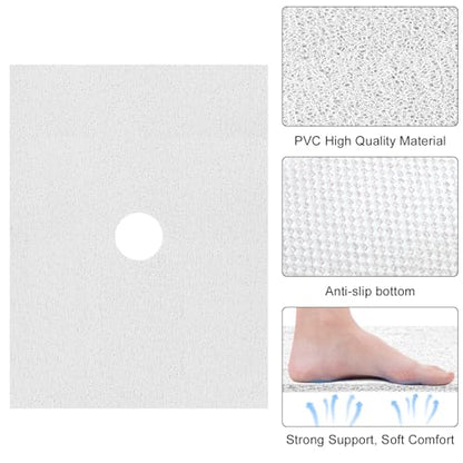 Shower Mat Non Slip 32 x 24 inch: Loofah Anti Slip Shower Mat,Non Slip Bathtub Mat for Inside Shower,Quick Drying Shower stall mat with Drain Hole in Middle,for Shower,Bathroom and Wet Areas - color: White