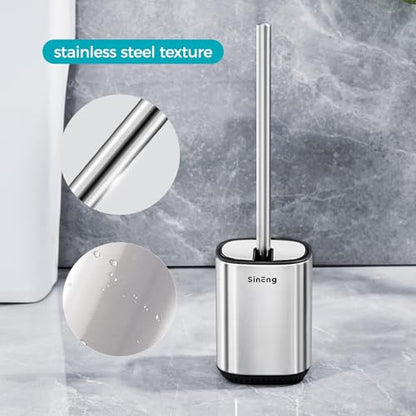 Toilet Brush and Holder Set Toilet Bowl Brush Stainless Steel Automatic Open lid Toilet Bowl Cleaner Brush with Durable Bristle Head Toilet Cleaning Brush for Bathroom - color: Stainless Steel