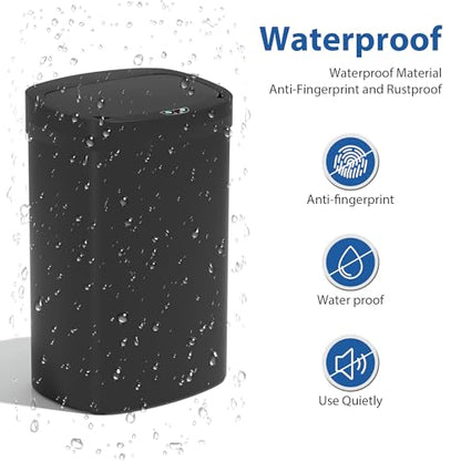 13 Gallon/50 L Kitchen Trash Can with Lid, Garbage Can with Touch-Free Lid, Cute Automatic Trash Can Bathroom Trash Bin, Motion Sensor Waterproof Trash Bin - color: Black, size: 1 Trash Can