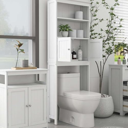 HRVEOCEI White Over The Toilet Storage Cabinet with Doors, Freestanding Bathroom Above Toilet Storage & Tall Bathroom Over Toilet Storage Cabinet (Style2) - style: Style2