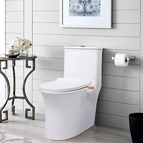 Bidet Toilet Seat Attachment - Self Cleaning Water Sprayer +Adjustable Pressure Nozzle, Easy Install (Cold Water Classic, White/Bamboo)